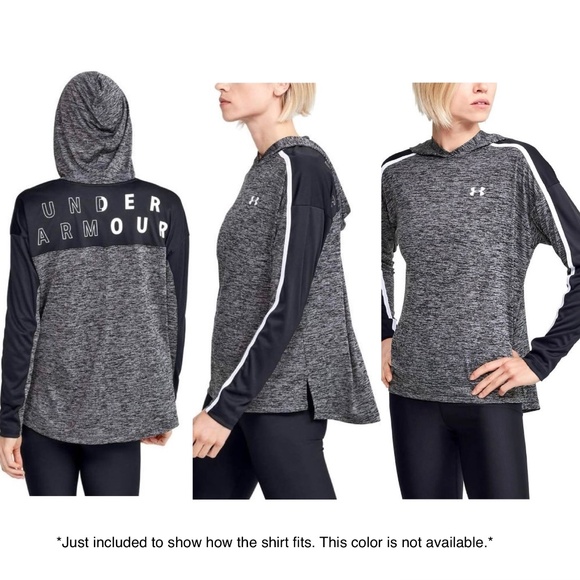 New Under Armour Graphic Print Loose Fit Hooded Top Tech Twist Purple Size Small - Picture 16 of 16